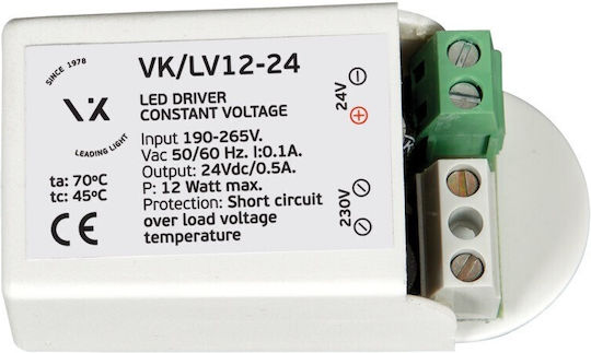 VK Lighting Sursă de alimentare LED IP20 Putere 12W cu Tensiune de Ieșire 12V