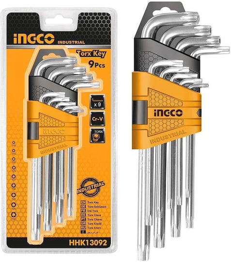 Ingco Σετ 9 Κλειδιά Torx σε Σχήμα L