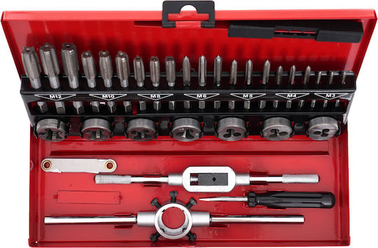 Kraft & Dele KD10090 Hand Taps with Tap Wrench Steel 32pcs