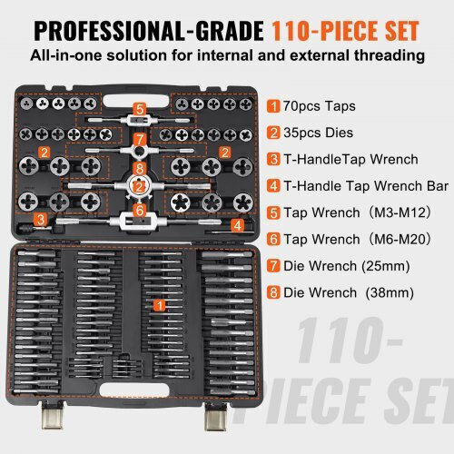 Vevor SZHMJZSZBY110IQY2V0 Dies Steel 10x1.5 / 8x0.75 / 9x1.25mm 35pcs