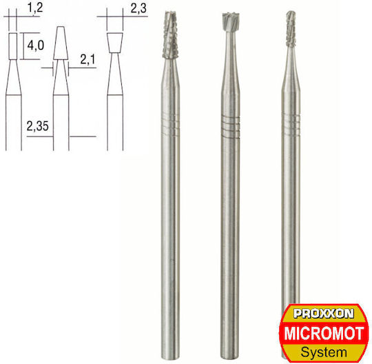 Proxxon Cutting Tool Set Carbide for Metal \ Plastic 2.35mm 3pcs