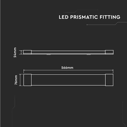 V-TAC LED Γραμμικό Φωτιστικό Οροφής 20W Ψυχρό Λευκό 60εκ.