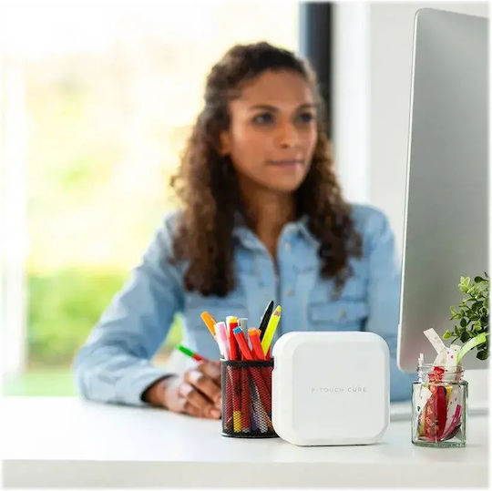 Brother P-touch CUBE Plus PT-P710BT Electronic Handheld Label Maker in White Color