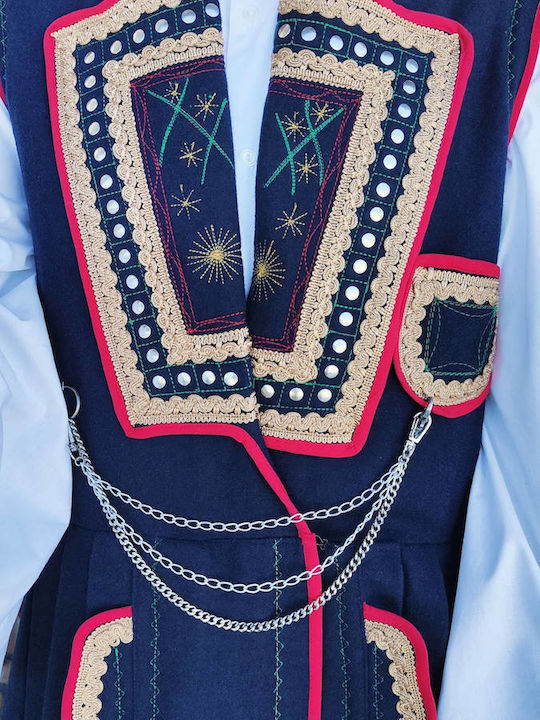 Traditional Costume Ntoulamas Mesolongiou with Shoe Covers with Decorative Chain