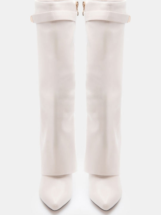 Women's Boots with High Heel Beige