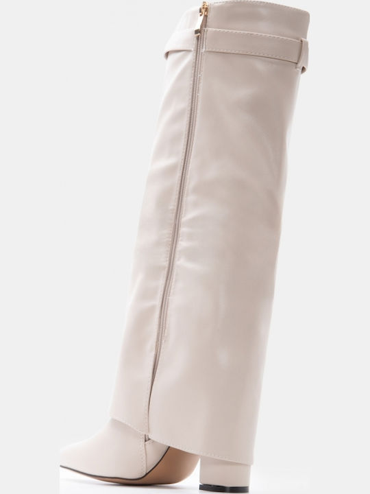 Women's Boots with High Heel Beige
