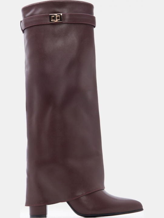 Damenstiefel mit Hochabsatz Burgundisch