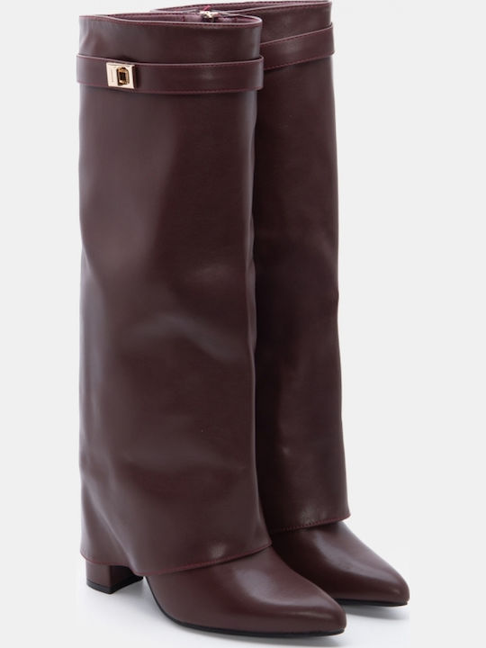 Damenstiefel mit Hochabsatz Burgundisch