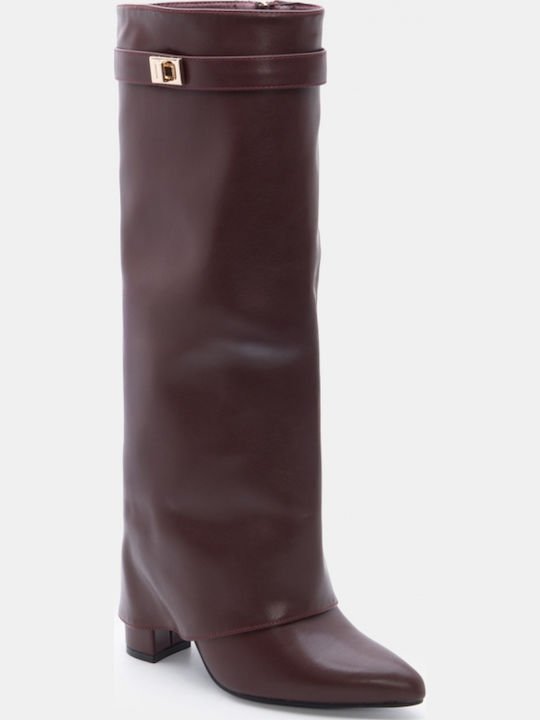 Damenstiefel mit Hochabsatz Burgundisch