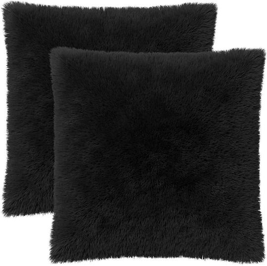 vidaXL Μαξιλάρι Καναπέ Heerlen Fleece Μαύρο 55x55εκ.