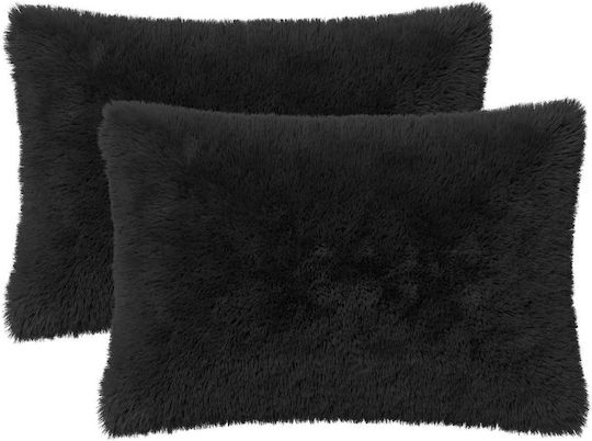 vidaXL Μαξιλάρι Καναπέ Heerlen Fleece Μαύρο 50x75εκ.