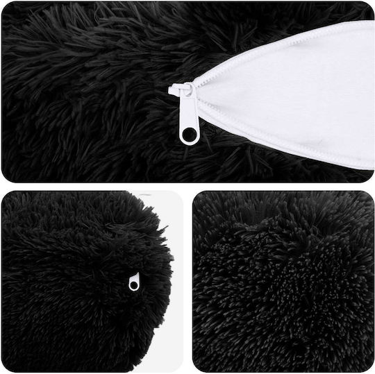 vidaXL Sofa-Kissen Heerlen Fleece Schwarz 15x40cm