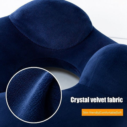 Inflatable Travel Pillow Velvet with Carry Case Blue
