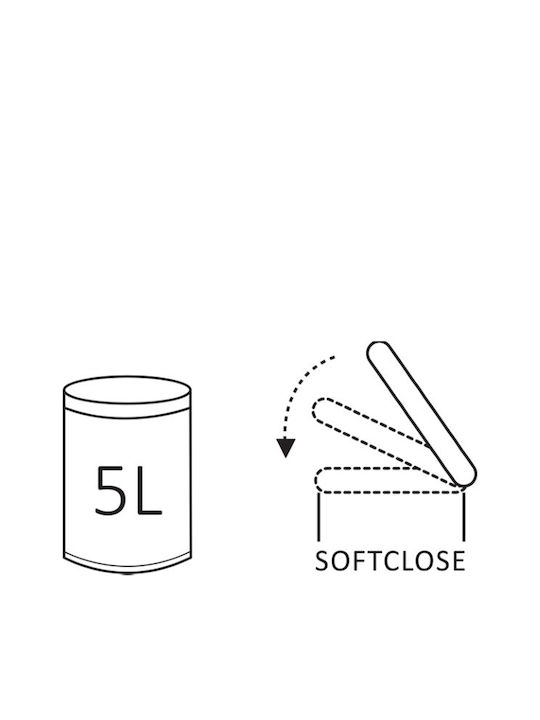 Differnz Inox Καλαθάκι Μπάνιου Soft Close 5lt Χρυσό