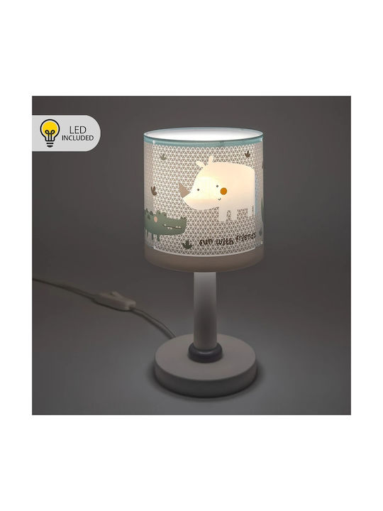 Ango Led Kids Desk Lamp Rhino And Croco Grey 13.5x13.5cm