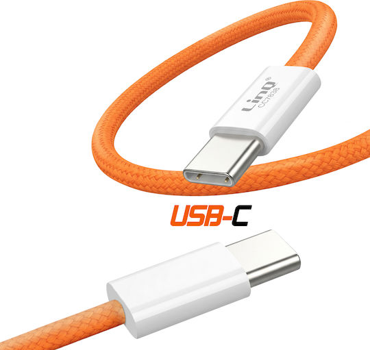 Linq Usb-c To Usb-c Cable Pd 60w Fast Charge 1m Sim Ejector Included Orange