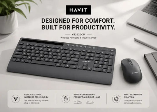 Havit KB242GCM Kabelloses Tastatur & Maus Set Englisch (US) Schwarz