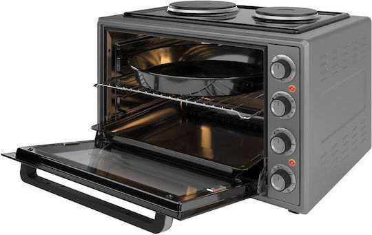 NobeLTek Cuptor Electric 60lt Cu 2 Plite De Bucătărie Și Aer Negru