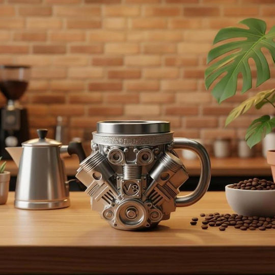 Metallic Mug With Lid Brown