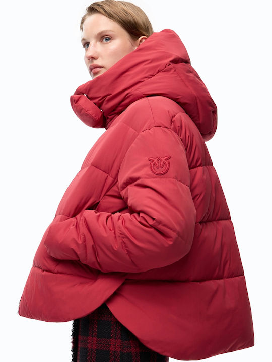 Kurze Damen Puffer Jacke für Winter Rot