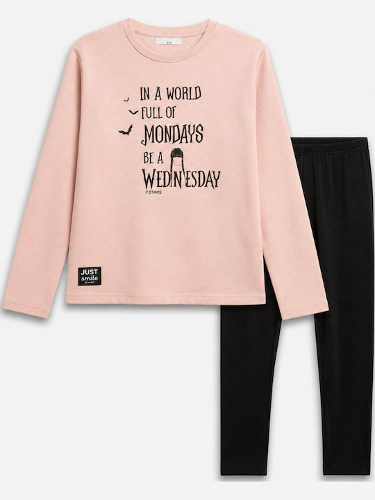 Funky Kids Set with Leggings Winter 2 Pieces Pale Pink Funky Kids Set with Leggings Winter 2 Pieces Pale Pink
