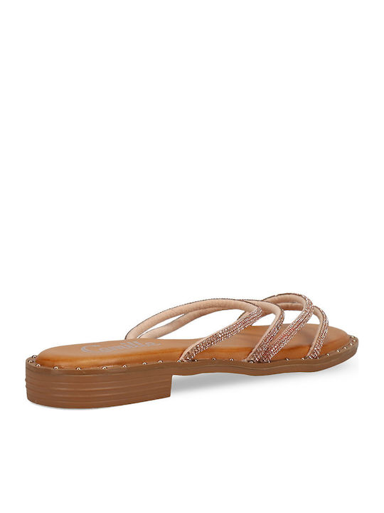 Damen Flache Sandalen Braun