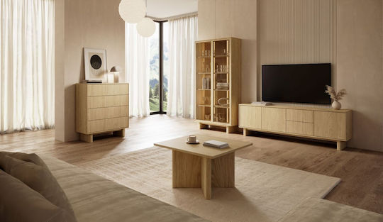 Bibliotecă Living Din Lemn De Stejar Natural L183xL62xÎ38cm