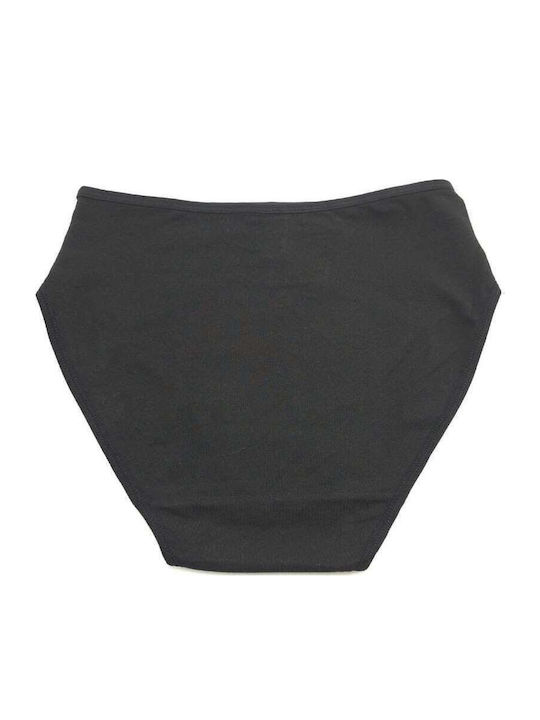 Baumwoll Damen-Slip mit Spitze Schwarz