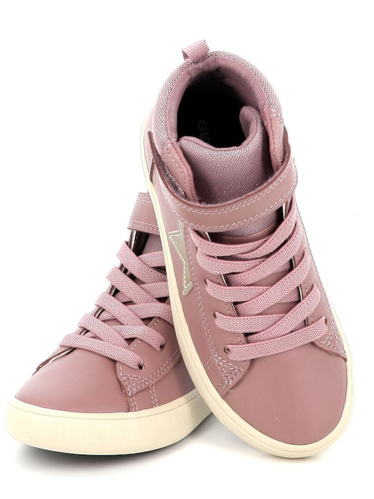 Kids Sneakers High Anatomic with Hoop & Loop Closure Pink