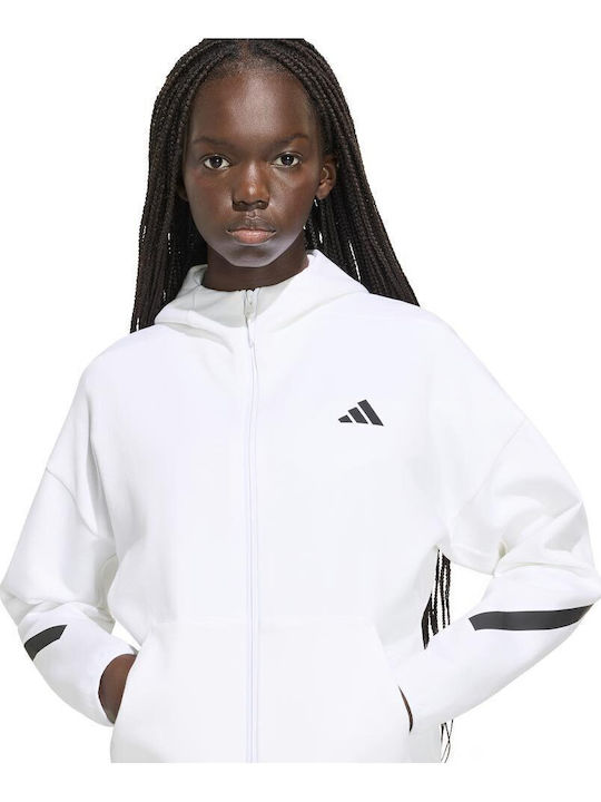 Full Zip Women's Hooded Sweatshirt Cardigan White