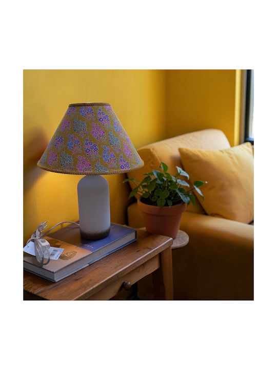 Blumen Glas Tischlampe für Fassung E27 mit Gelbem Hut und Basis
