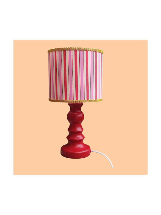 Pop Stripes Table Lamp Dimensions for E27 Fitting with Pink Shade and Base