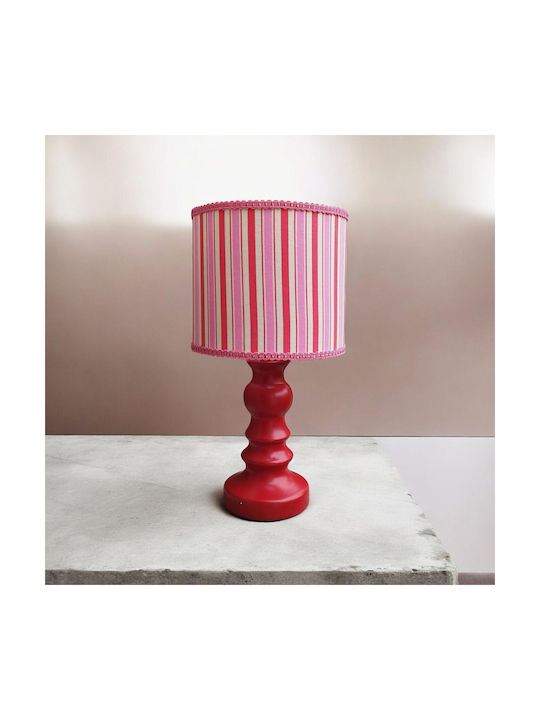 Pop Stripes Table Lamp Dimensions for E27 Fitting with Pink Shade and Base