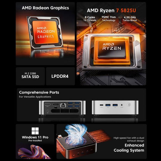 Acemagic K1 Mini PC Ryzen 7 5825U 16GB DDR4 512GB SSD Windows 11 Pro