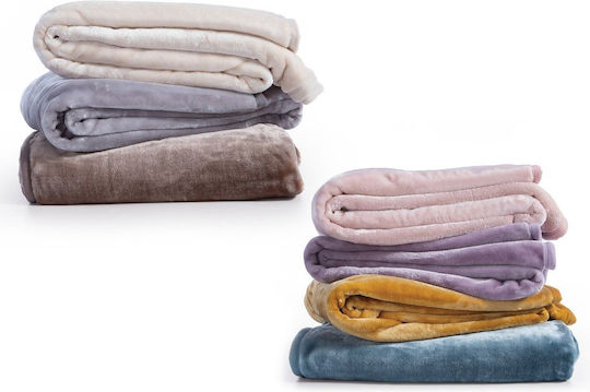 Nef-Nef Homeware Loft Decke Samtig Einzeln 170x220cm Rauch Blau