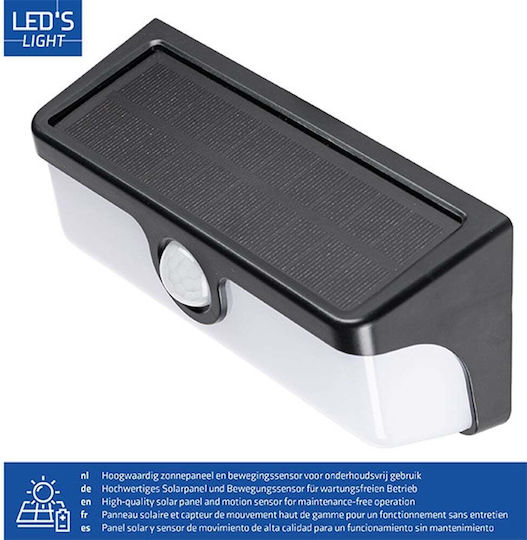 Led's Light Lampă Solară Montată pe Perete 500lm Alb Natural 4000K cu Senzor de Mișcare și Fotocelul IP65