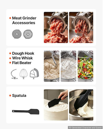 Vevor Professional Pastry Mixer with 7lt Bowl 1000W