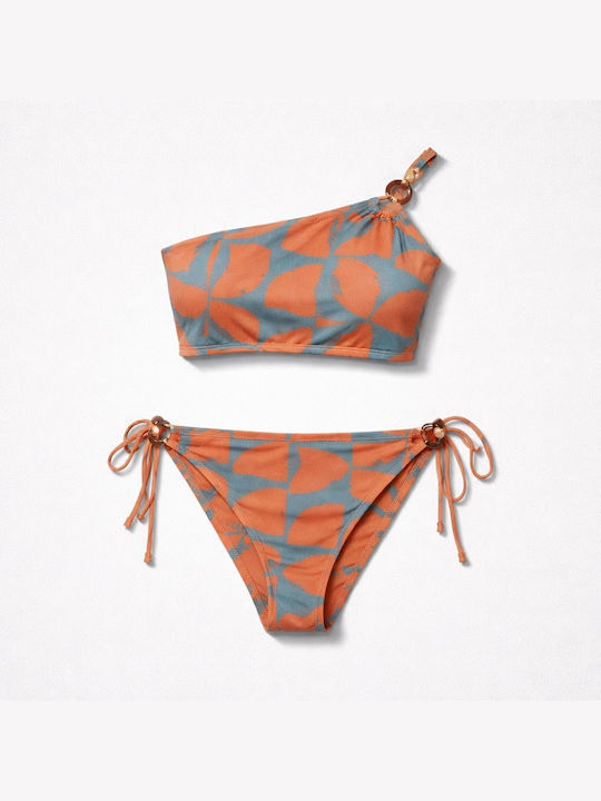 Set Bikini Cu Un Umăr Maro