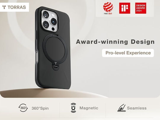 Калъф Torras Ostand Spin Fusion Magsafe с поставка Onyx за iPhone 16 Pro Max
