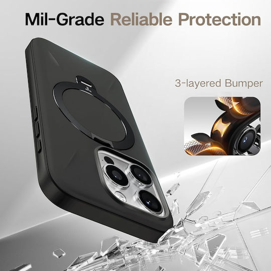 Калъф Torras Ostand Spin Fusion Magsafe с поставка Onyx за iPhone 16 Pro Max