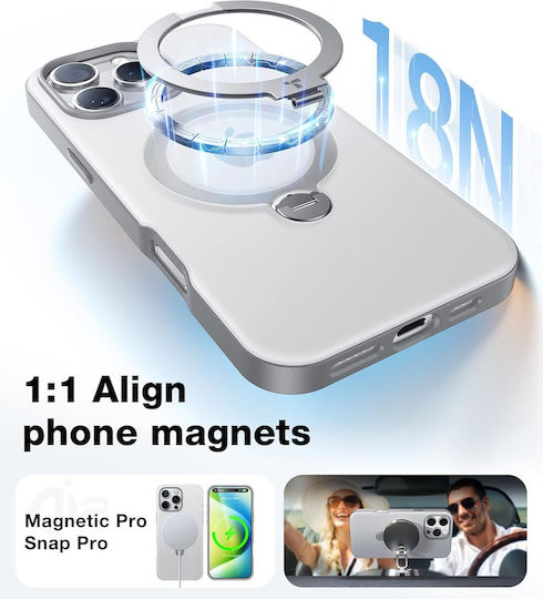 Torras Ostand Spin 360 Full Cover Σιλικόνης Διάφανο (iPhone 16 Pro Max)