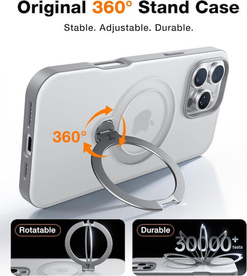 Torras Ostand Spin 360 Full Cover Σιλικόνης Διάφανο (iPhone 16 Pro Max)