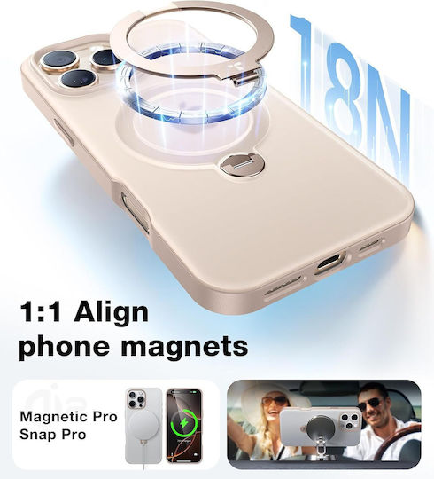 Torras Ostand Back Cover Σιλικόνης Μπεζ (iPhone 16 Pro Max)