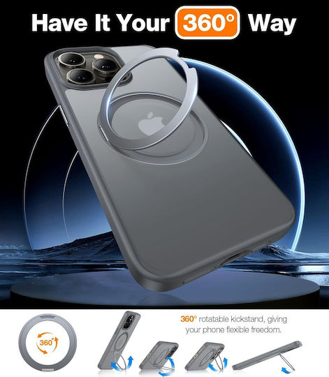 Torras Ostand Pro Magsafe Silikon Rückseite Hülle Grau Für iPhone 15 Pro
