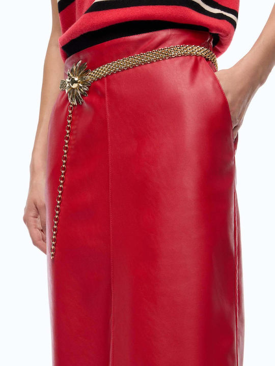 Pencil Midi Skirt Red