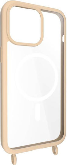 Mageasy Roar M With Strap Задна корица Силикон с Каишка Бежов (iPhone 15 Pro Max)