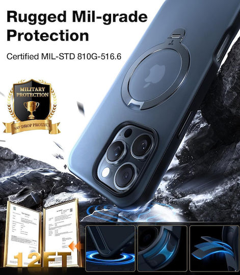 Torras Ostand Umschlag Rückseite Silikon Schwarz (iPhone 17 Pro Max / iPhone 17 Pro / iPhone 16 Pro Max)