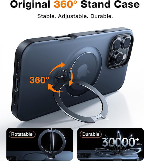 Torras Ostand Umschlag Rückseite Silikon Schwarz (iPhone 17 Pro Max / iPhone 17 Pro / iPhone 16 Pro Max)
