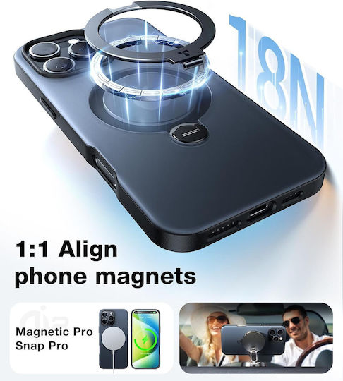 Torras Ostand Umschlag Rückseite Silikon Schwarz (iPhone 17 Pro Max / iPhone 17 Pro / iPhone 16 Pro Max)