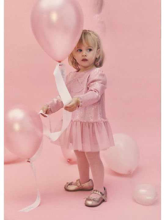 Mädchenkleid mit Pailletten Rosa